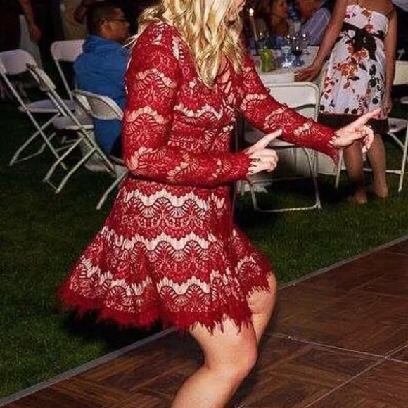 Nasty Gal Red Lace Mini Dress - Picture 4 of 11